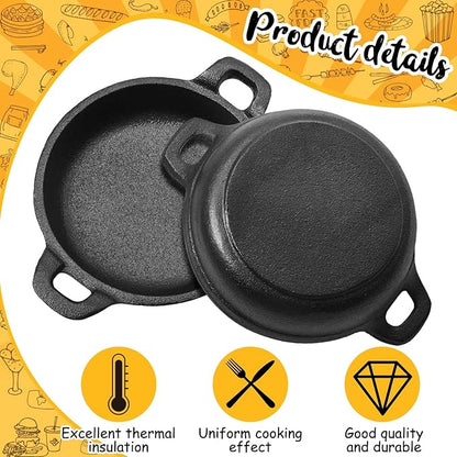 Mini Cast Iron Skillets 5 x 5 x 1.3 Inch Cast Iron Pan Small Ramekin Set Black Casserole Dish Cookware Oven Safe Mini Skillets for Kitchen Indoor Outdoor Picnic (1 Pack)