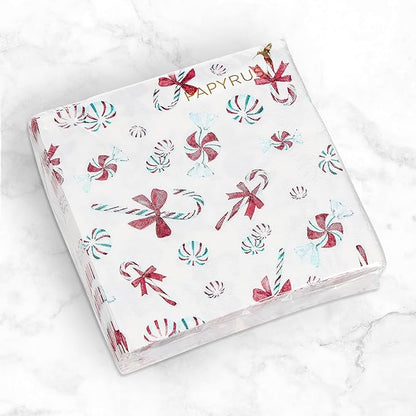 Papyrus Disposable Tabletop Dinnerware Set - Elegant and Sturdy Plates and Cutlery for Any Occasion, Peppermint, Napkins