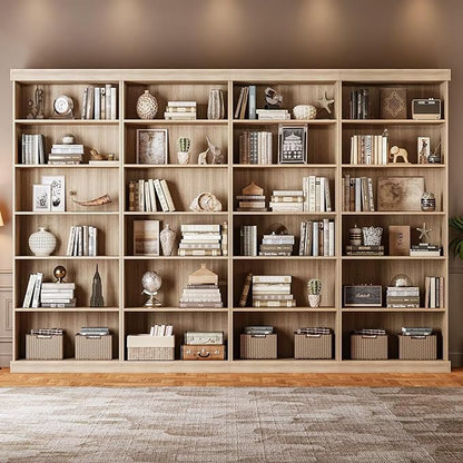 70.8" Tall Brown Bookshelf, Farmhouse Modular Bookcase with 6-Tier Adjustable Shelves, Large Storage Cabinet for Home Office, Living Room, Set of 4