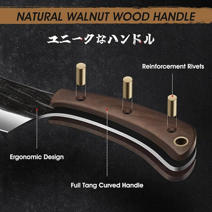 HOSHANHO 6 Inch Cleaver Knife, Hand Forged Vegetable Meat Cleaver, Full Tang Chopper Butcher Knife for Meat Cutting for Kitchen, Outdoor Cooking, Camping