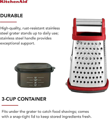 KitchenAid Gourmet 4-Sided Stainless Steel Box Grater with Detachable Storage Container