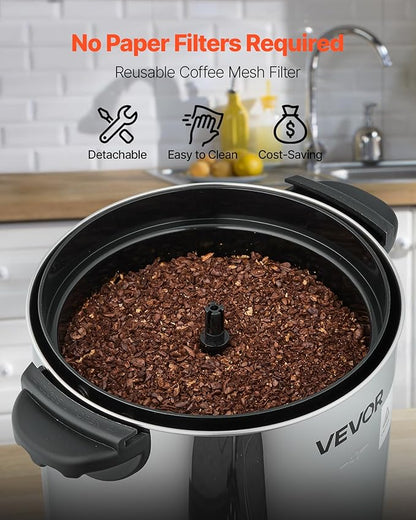 VEVOR Commercial Coffee Urn, 40 Cup 6 L Hot Beverage Dispenser with Dripless Faucet, Quick-Brewing Commercial Coffee Maker, with Stainless Steel Liner, for Catering, Business, Church & Restaurant