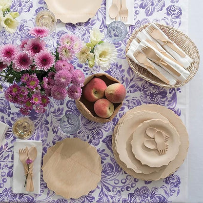 Bambu Pack of 8-9 Inch Disposable Bamboo Plates Fancy, Biodegradable Eco Friendly Products, Bamboo Disposable Plates for Party, Weddings, and Events, Great For Any Occasion, Compostable Plates