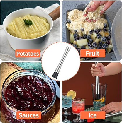 Muddler for Cocktails,8" Stainless Steel Cocktail Muddler for Lemonade, Lemon Smasher Bartender Accessories, Crushes Ice,Fruits & Herbs, Bartender Tool for Home,Bar Use,Lemonade stand supplies