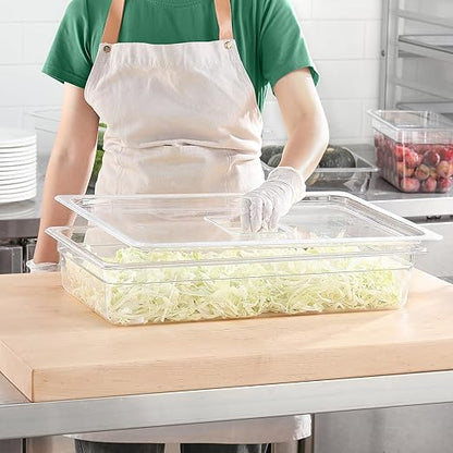 6 Pack 1/1 Size Lids Universal Full Size BPA-Free Polycarbonate Clear Food Pan Lids Dishwasher Safety Food Storage Container Cover with Handle for Food Prep Table Hotel