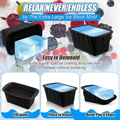 Tioncy 8 Pcs Extra Large Ice Block Molds 8 lb Reusable Ice Molds Giant Silicone Ice Tray for Ice Baths Coolers Plunge Accessories, Black