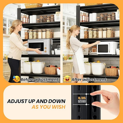 Heavy Duty Garage Shelving, Metal Storage Shelves, 5 Tier Adjustable Storage Shelves, Metel Shelving, Industrial Utility Rack for Garage, Warehouse, Workshop, 72" H×35" W×16" D