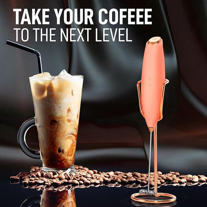 Zulay Kitchen Executive Series Luxury Gift Milk Frother with 4 Duracell Batteries – Handheld Electric Foam Maker for Coffee, Lattes & Hot Chocolate – Deluxe Finish, Ultimate Gift for Coffee Lovers