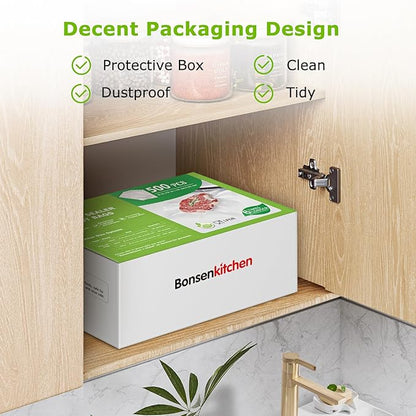 Bonsenkitchen Precut Vacuum Sealer Bags, 500 Pint 6" x 9" Food Sealer Bags,Commercial Grade, BPA Free, Heavy Duty, Customized Size Vacuum Bags for Vac Storage, Meal Prep or Sous Vide Cooking, VB11