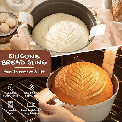 Astercook Sourdough Starter Kit with Round & Oval Banneton Bread Proofing Basket, Bread Sling, Starter Jar, Dough Whisk, Scrapers, Stencils, Cooling Rack & Bag Complete Sourdough Bread Baking Supplies