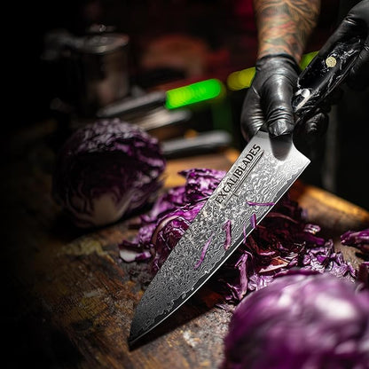 Chef Knife 8 Inch – VG-10 Damascus Stainless Steel, Razor Sharp, Full Tang, Ergonomic G10 Handle – Professional Kitchen Knife for Meat, Vegetables, Fruits – Durable, Balanced Cutlery Gift