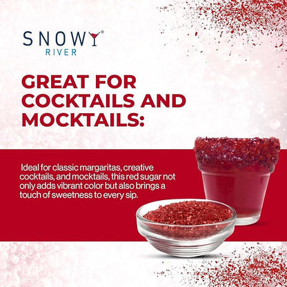 Snowy River Red, Cocktail & Margarita Sugar Rimmer - Vibrant Color Glass Rimming Sugar with Medium Crystal Texture - 8oz