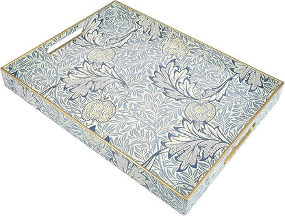 Rectangle Plastic Serving Tray with Handles, Elegant Decorative Tray for Coffee Table, Ottoman, Living Room, Kitchen, and Outdoor Use. 12"*16"*1.6" F