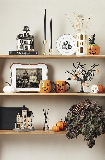 Lenox Vintage Halloween Light-Up Manor Figurine, 8.25-Inch, Porcelain Haunted House, Halloween Decor Indoor, Pumpkins, Ghost, Fall Decor Spooky Table Decoration (1 Piece) 3 AAA Batteries Not Included