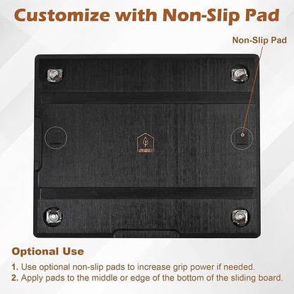 Joy&Grace Appliance Slider for Kitchen Appliances 360° Rolling Sliding Tray for Coffee Maker Countertop, Bamboo Coffee Pot Slider Rolling Tray with Universal Rollers (Black, Large 16"x13")