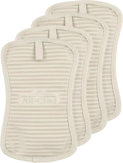All-Clad Premium Pot Holder & Hot Pad: Heat Resistant to 500 Degrees - 100% Cotton, 10"x6.25" Hot Pad for Kitchen and Barbeque, 4-Pack, Almond