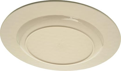 Carlisle FoodService Products Grove Reusable Plastic Plate Dinner Plate with Wide Rim for Home and Restaurant, Melamine, 11 Inches, Buff, (Pack of 12)