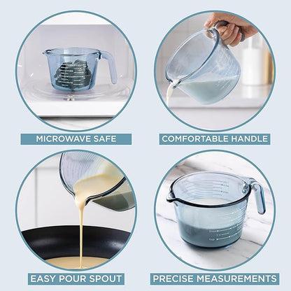 COOK WITH COLOR Glass Measuring Cups - Ideal for Cooking and Baking, Blue