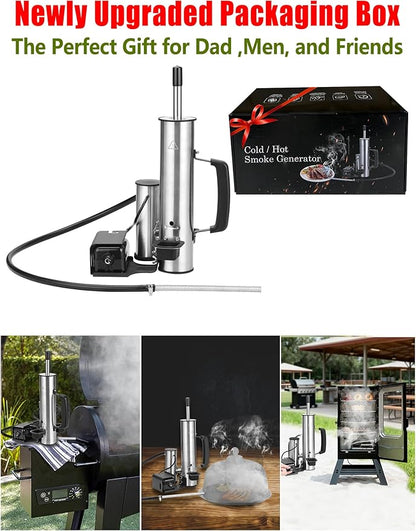 Advanced Smoke Tube for Pellet Smoker, Latest Upgrade Cold Smoker Generator for Gas Grilling, Portable Cordless Electric, Hot or Cold Smoking: Fit Any Grill or Smoke, Perfect Gifts for Men, Fathers