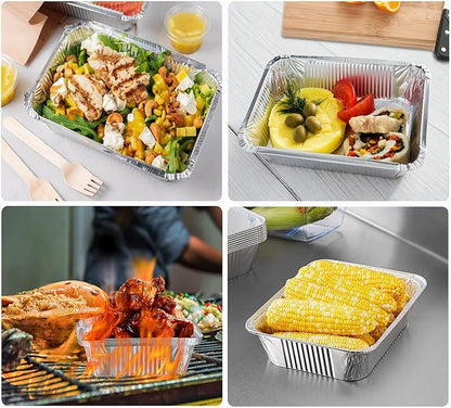 Notwoe® Disposable Aluminum Pans with Lids, 10x7.5 and 7.3x5.3 Square 6.9x4.3 Square Combo Set, Disposable Baking and Cake Pan. (55 Pack W-Lids)