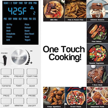 NUWAVE Bravo XL Air Fryer Convection Toaster Oven Countertop, 112-in-1 Smart Grill Combo with Original Flavors & Marks, Adjustable Heating Zones for Pizza, Roast, Bake, 50-500°F, Stainless Steel, 30QT