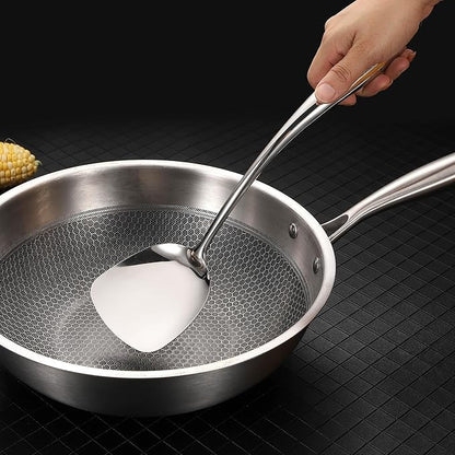 304 Stainless Steel Kitchen Utensil Set - 9 PCS Serving Utensils, Cooking Utensil, Solid Spoon, Slotted Spoon, Fork, Spatula, Ladle, Skimmer Spoon, Slotted Spatula Tunner, Spaghetti Spoon, Large Spoon