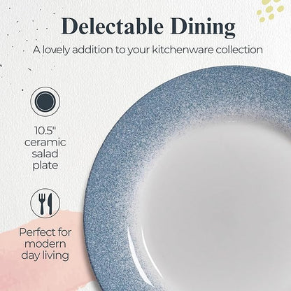 Portmeirion Potter's Mist Dinner Plate (Set of 4) - 10.5-Inch Stackable Earthenware Plates - Microwave & Dishwasher Safe, Handcrafted Dinnerware for Casual & Formal Table Settings (Blue Mist)