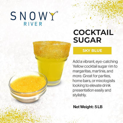 Snowy River Yellow, Cocktail & Margarita Sugar Rimmer - Vibrant Naturally Colored Sugar for Cocktail Rimming, Baking & Decorating, Medium Crystal - 80oz