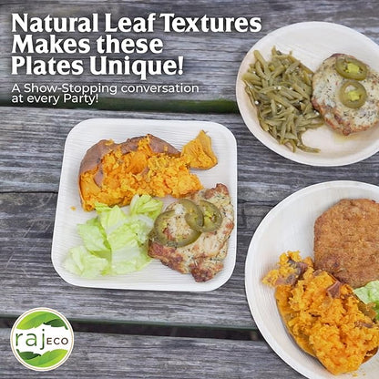 Raj Disposable Palm Leaf Bulk Bowls 4" Square Bowls(6 CASES - 600 PACK) Strong Bowl Like Bamboo Party Bowl - Decorative Compostable Tableware for Lunch, Dinner, Birthday, Outdoor, BBQ, Picnic.