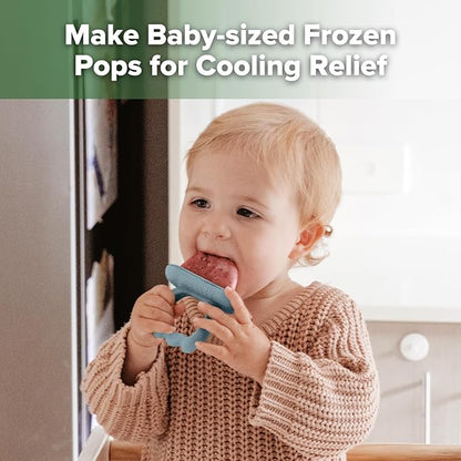 Haakaa Chilly Monster Breastmilk Popsicle Molds, Silicone Popsicle Molds for Baby Teething Relief, BPA Free Frozen Breast Milk Teether Popsicle Maker & Ice Pop Molds for Infant 6m+(Sky Blue + Mustard)