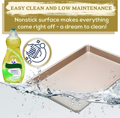 Ultra Cuisine Jelly Roll Baking Sheet Pan - Nonstick - Warp and Scratch Resistant - Enhanced Airflow - Durable Carbon Steel Design - Professional Roasting Quality - Baking Sheets Oven - 10 x 15 inch