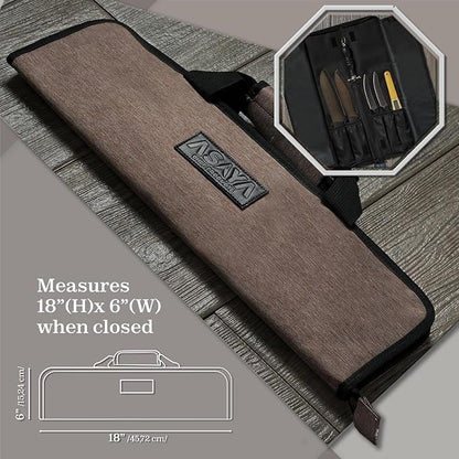 Asaya Chef Knife Roll Bag - 12 Pockets for Knives and Kitchen Utensils - Lightweight, Durable, and Stain Resistant Nylon - Perfect for the Traveling Chef - Knives not Included