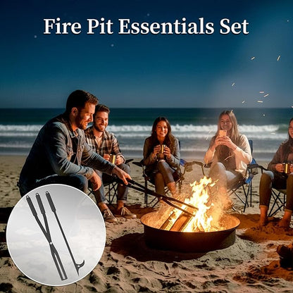Heavy Duty Fire Tongs Firewood Grabber Tool with Scissor Shape Serrated for Campfire, Bonfire, Fire Pit Log Claw Tongs - Black