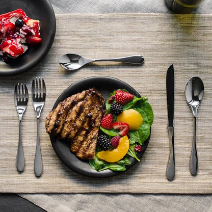 KNORK's Original Flatware Set - 45 Piece Glossy Silverware Set with Knork Forks - Durable and Stylish Knork Flatware Set for Everyday Use, Service for 8