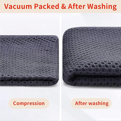 Homaxy 100% Cotton Waffle Weave Kitchen Dish Towels, Ultra Soft Absorbent Quick Drying Cleaning Towel, 13 x 28 Inches, 24-Pack, Dark Grey