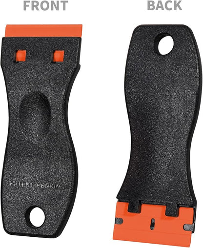 EHDIS 1.5" Plastic Razor Scraper Tool with 10pcs Double Edged Blades for Adhesive Remover,Removing Labels Stickers Decals Taping on Glass Windows(True Black)