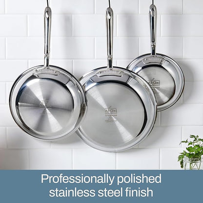 All-Clad D3 Stainless Steel Cookware Set - 10-Piece Pots and Pans Set, Induction, Oven Broiler Safe 600F - Includes Frying Pans, Saucepan, Sauté-Pan, Stockpot, Professional Cookware - Stainless Steel