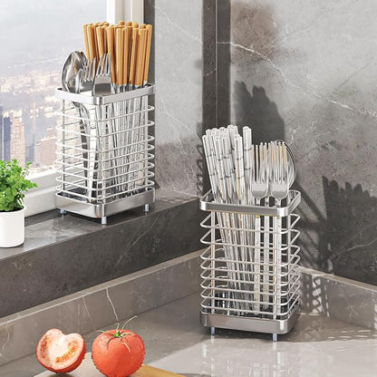 Kitchen Utensil Drying Rack,304 Stainless Steel Chopsticks Spoon Fork Knife Drainer Basket Flatware Storage Drainer, Dish Drainer for Kitchen Counter