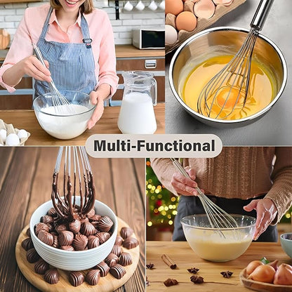 NZM 8 inch Stainless Steel Whisk, Professional Whisk for Kitchen, Balloon Wire Whisks for Cooking