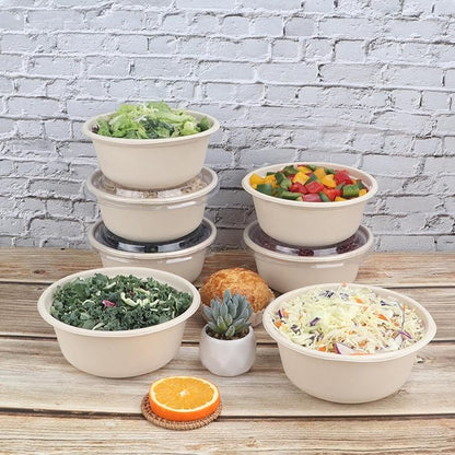 37 oz Disposable salad bowls with lids, Sugarcane Fiber Paper Bowls take away food containers Plant Fibers Freezer Safe 50 Pack