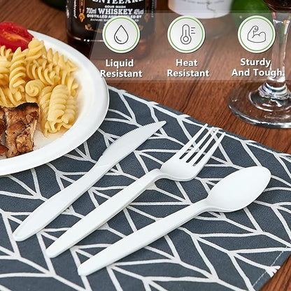 Compostable Spoon,100 Biodegradable Silverware for Party,Large Disposable Utensil Eco Friendly Durable and Heat Resistant,Alternative to Plastic Spoon