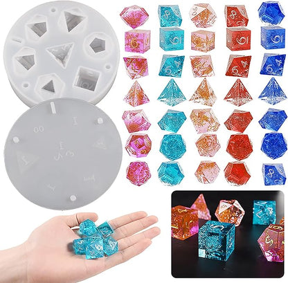 7 Cavities Dice Resin Mold - Resin Casting Silicone Molds for Home Decor & Candle Making Wave Spiral Mold