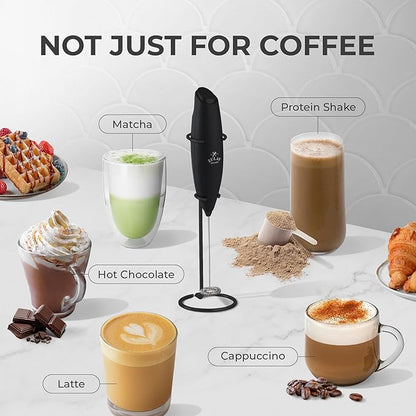 Zulay Kitchen Powerful Milk Frother Wand With 4 AA Duracell Batteries - Ultra Fast Handheld Drink Mixer - Electric Whisk Foam Maker for Coffee, Lattes, Cappuccino, Matcha & Creamer
