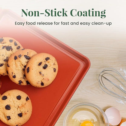 Larder & Vine 8-Piece Bakeware Set | Non-Stick Baking Set with Ceramic Finish | PFAS, PFOA, PTFE, and BPA Free Baking Essentials | Baking Sheets, Muffin Tins and Assorted Baking Pans | Cabernet