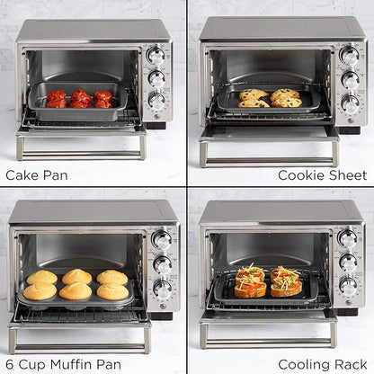 Ecolution Non-Stick Toaster Oven Bakeware Set 4-Piece, Carbon Steel, Easy to Clean and Perfect for Single Servings, Gray (Pack of 6)