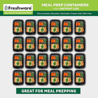Freshware Meal Prep Containers [15 Pack] 1 Compartment Food Storage Containers with Lids, Bento Box, BPA Free, Stackable, Microwave/Dishwasher/Freezer Safe (28 oz)