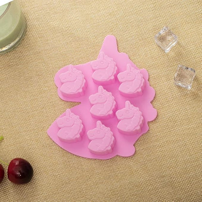 3 Pack Medium Size 7 Cavities Unicorn Silicone Chocolate Mold for Making Unicorn Shape Gummy, Candy, Chocolate, Ice Cube, Jelly, Mousse, Small Cake