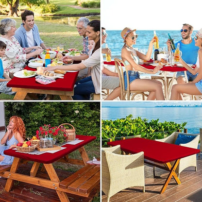 homing Rectangle Table Cloth Cover, Waterproof Polyester Elastic Fitted Tablecloth, Fits for 8 Foot Folding Tables, Washable Table Protector for Christmas, Holiday, Party (Red, 30" x 96")