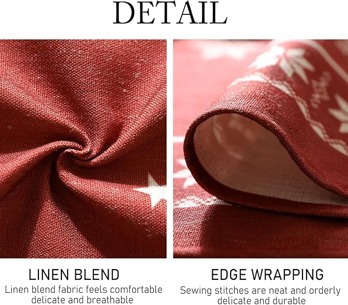 ISAENNE Designer Christmas Red Small Rectangular Tablecloth,Linen Table Cloth with Snowflakes Pattern,Wrinkle Resistant Decor Tablecloths for Dining Kitchen Thanksgiving Christmas,55"*71"-Carol C