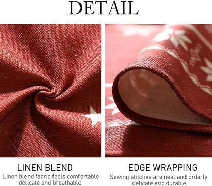 ISAENNE Designer Christmas Red Square Tablecloth,Linen Table Cloth with Snowflakes Pattern,Wrinkle Resistant Decor Tablecloths for Dining Kitchen Thanksgiving Christmas,67"*67"-Carol C